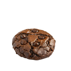homemade flourless double chocolate chip cookie on transparent background