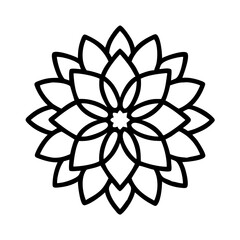 floral mandala icon, floral mandala line art - simple line art of floral mandala, perfect for floral mandala logos and icons