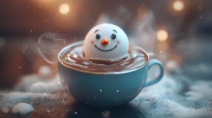 Melting Snowman in Hot Chocolate: A Whimsical Winter Delight