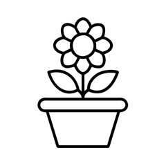 flower pot icon, flower pot line art - simple line art of flower pot, perfect for flower pot logos and icons