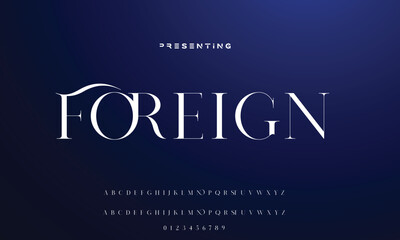 Luxury wedding alphabet letters font with tails. Typography elegant classic serif fonts and number decorative vintage retro concept for logo branding. vector illustration