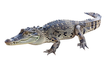 Naklejka premium A alligator . The alligator is small and has a black and white striped pattern