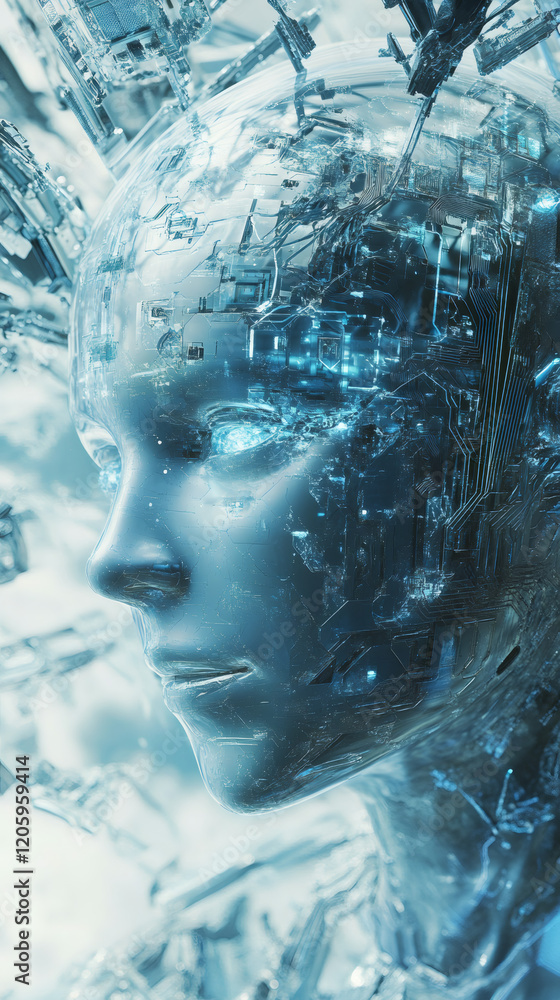 Leinwandbilder artificial intelligence is emerging from a futuristic circuit board, symbolizing the integration of 