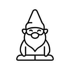 garden gnome icon, garden gnome line art - simple line art of garden gnome, perfect for garden gnome logos and icons