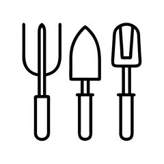 gardening tools icon, gardening tools line art - simple line art of gardening tools, perfect for gardening tools logos and icons