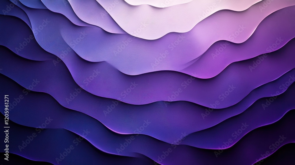 Poster abstract purple gradient waves with soft lilac hues and layered geometric patterns
