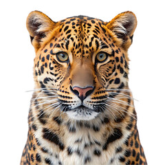 Majestic Amur Leopard: Powerful, Rare, and Endangered Big Cat on White Background, Isolated book card
