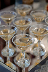 set of alcoholic cocktails on the table