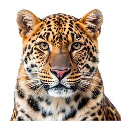 Majestic Amur Leopard: Wild Beauty, Isolated on Pure White Background, Perfect for Design Projects  