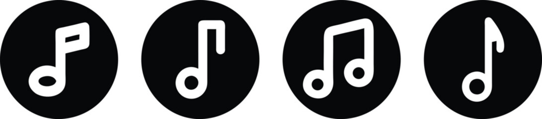 Music notes icon set, Music key flat symbol, vector illustration.