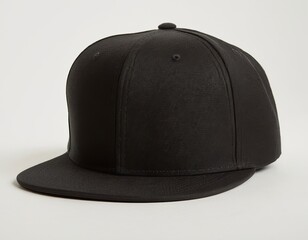 Fototapeta premium Stylish black baseball cap on a light background; perfect for casual outings and streetwear.