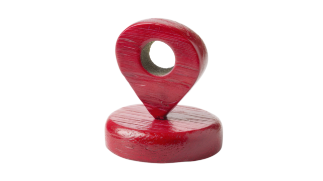 Red location symbol pin on transparent background