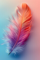 Obraz premium Vibrant Feather with a Gradient of Pastel Hues