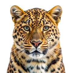 Fototapeta premium Majestic Amur Leopard: Wild Beauty on Pristine White, Isolated, Perfect for Design Projects and 