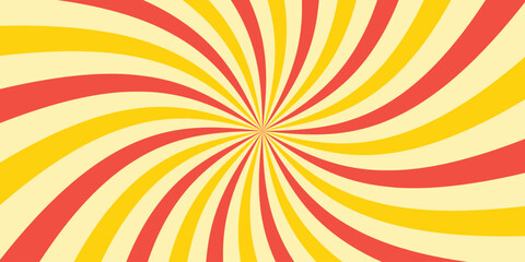 Red and Yellow sunburst background vector design. comic background with retro rays background.
