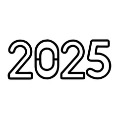 happy new year 2025 icon, happy new year 2025 line art - simple line art of happy new year 2025, perfect for happy new year 2025 logos and icons