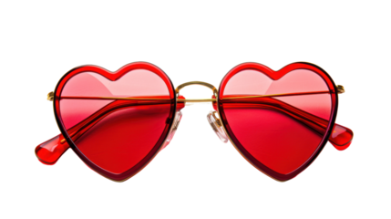 
Red heart shaped sunglasses on transparent background