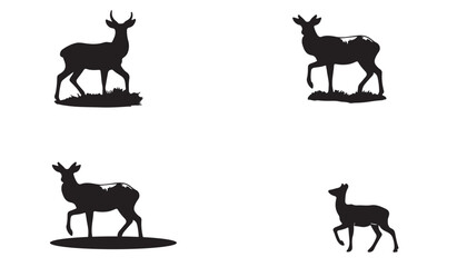 Collection of deer vector illustration black and white design