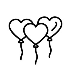 heart balloons icon, heart balloons line art - simple line art of heart balloons, perfect for heart balloons logos and icons