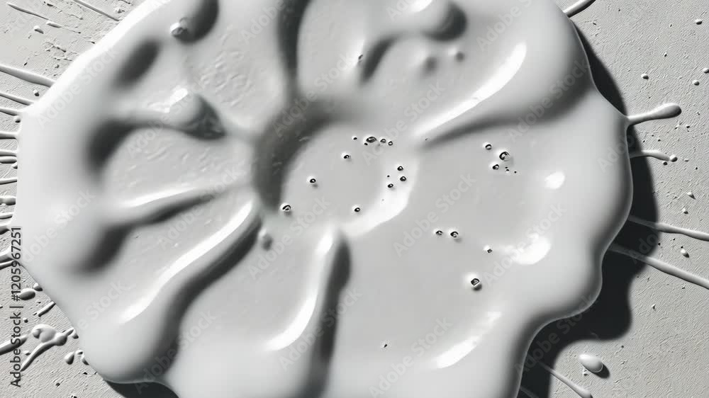 Poster smooth white liquid spreads over a textured surface showcasing unique patterns and textures in natur
