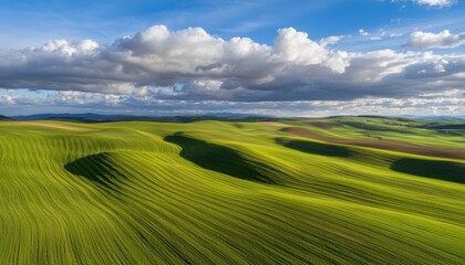 Obraz premium Rolling green hills in the palouse nature landscape photography scenic outdoor view bright daylight