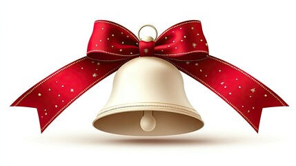 A decorative bell with a red ribbon, often associated with festive celebrations.