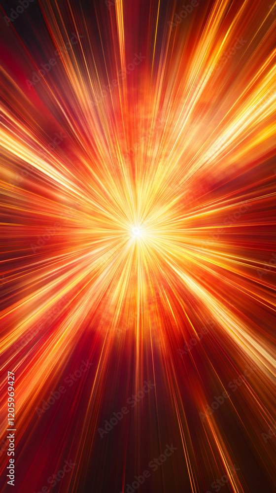 Aufkleber bright explosion generating orange and red light beams in a dark background, perfect for fantasy and