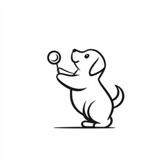 Fototapeta premium Puppy playing with ball, white background, pet illustration, children's book