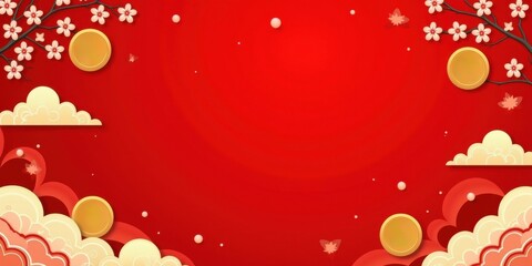 Celebrating chinese new year with vibrant banners in a festive red theme graphic design digital art environment