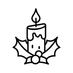 holiday candle icon, holiday candle line art - simple line art of holiday candle, perfect for holiday candle logos and icons