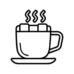 hot chocolate icon, hot chocolate line art - simple line art of hot chocolate, perfect for hot chocolate logos and icons