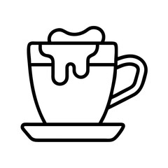 hot chocolate icon, hot chocolate line art - simple line art of hot chocolate, perfect for hot chocolate logos and icons