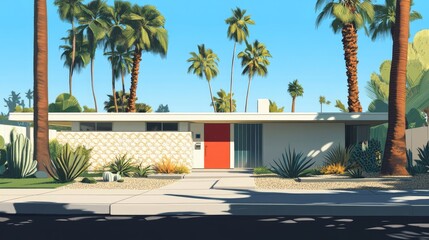 1. **Palm Trees and Modern Mid-Century Architecture in Palm Springs, California** © nahar