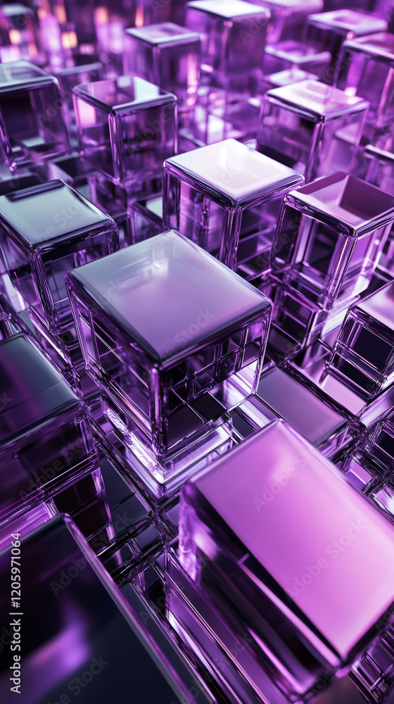 Aufkleber abstract background created with purple glass cubes reflecting light, creating a modern and stylish 