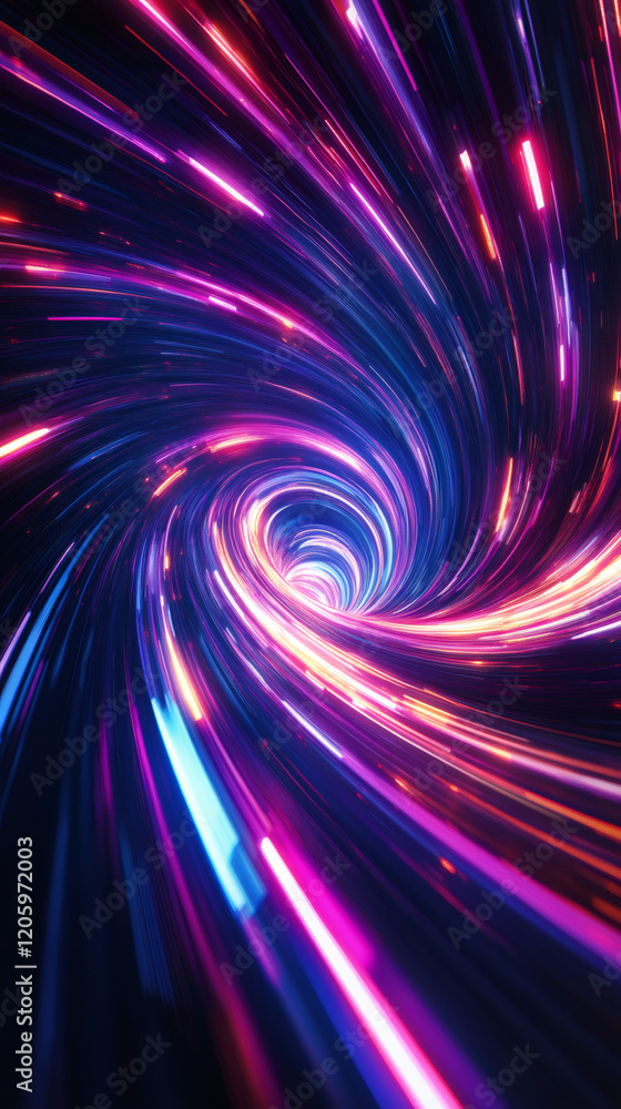 Fototapete bright streaks of light swirling and creating a vortex effect, ideal for backgrounds related to tech