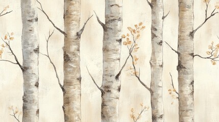 Abstract Painting of Birch Trees and Branches