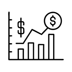 investment chart icon, investment chart line art - simple line art of investment chart, perfect for investment chart logos and icons