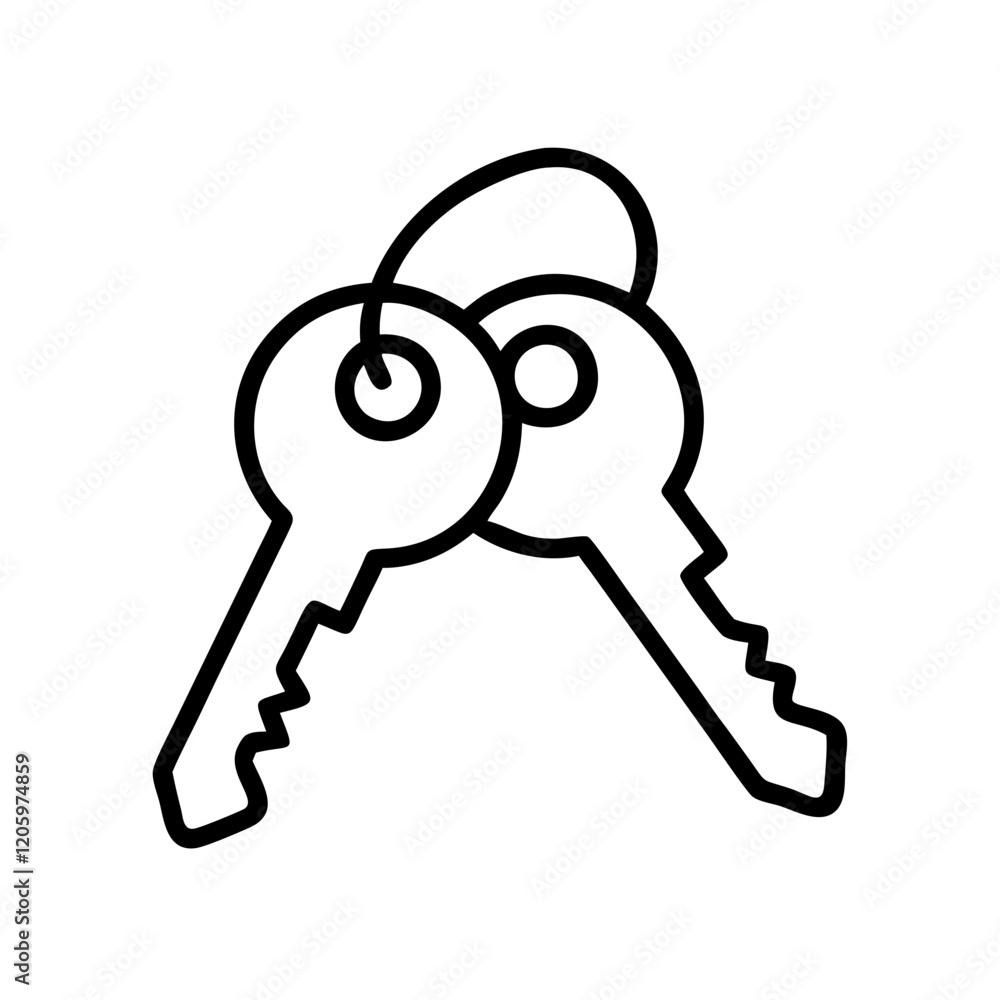 Poster keys icon, keys line art - simple line art of keys, perfect for keys logos and icons