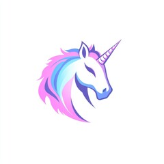 Pastel Unicorn Head Profile, Fantasy, Magical, Children's book illustration