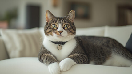 Hauskatze auf einem Sofa, Generative Ai