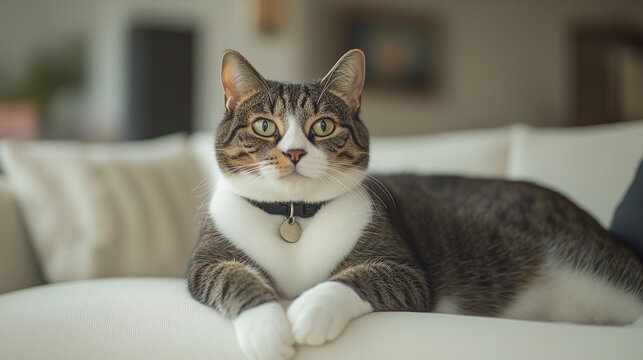 Hauskatze auf einem Sofa, Generative Ai