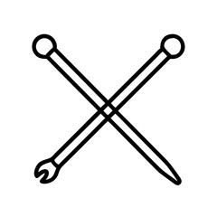 knitting needles icon, knitting needles line art - simple line art of knitting needles, perfect for knitting needles logos and icons