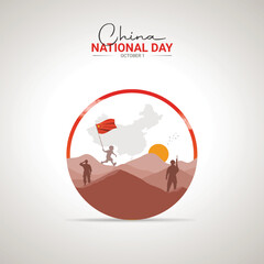 National Day of the People's Republic of China. China National Day creative for social media post