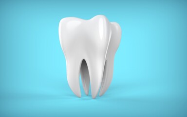 Tooth isolated on light blue background