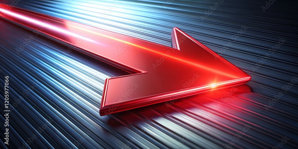 Poster glossy red 3d arrow left diagonal long exposure abstract background