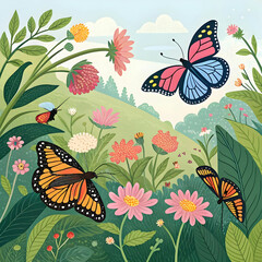 A butterfly garden filled with colorful butterflies fluttering gracefully.