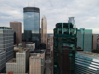 Downtown Minneapolis skyline with modern skyscrapers