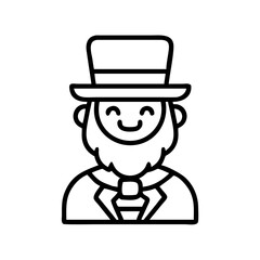 leprechaun icon, leprechaun line art - simple line art of leprechaun, perfect for leprechaun logos and icons