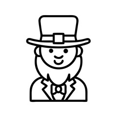 leprechaun icon, leprechaun line art - simple line art of leprechaun, perfect for leprechaun logos and icons