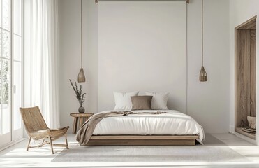 Minimalist studio room with a clean white backdrop